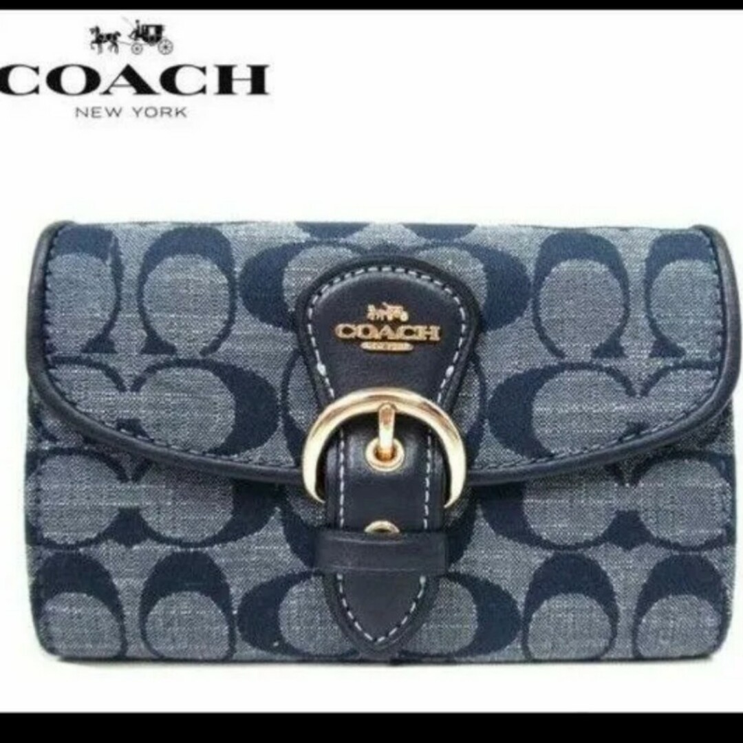 COACH(コーチ)の【新品未使用】COACHコーチ２つ折り財布デニムクリオウォレットシグネチャー レディースのファッション小物(財布)の商品写真