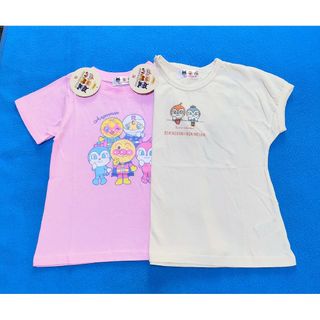 アンパンマン(アンパンマン)の新品　110cm　アンパンマン　半袖Ｔシャツ2枚セット　DK柄iv×５キャラP(Tシャツ/カットソー)