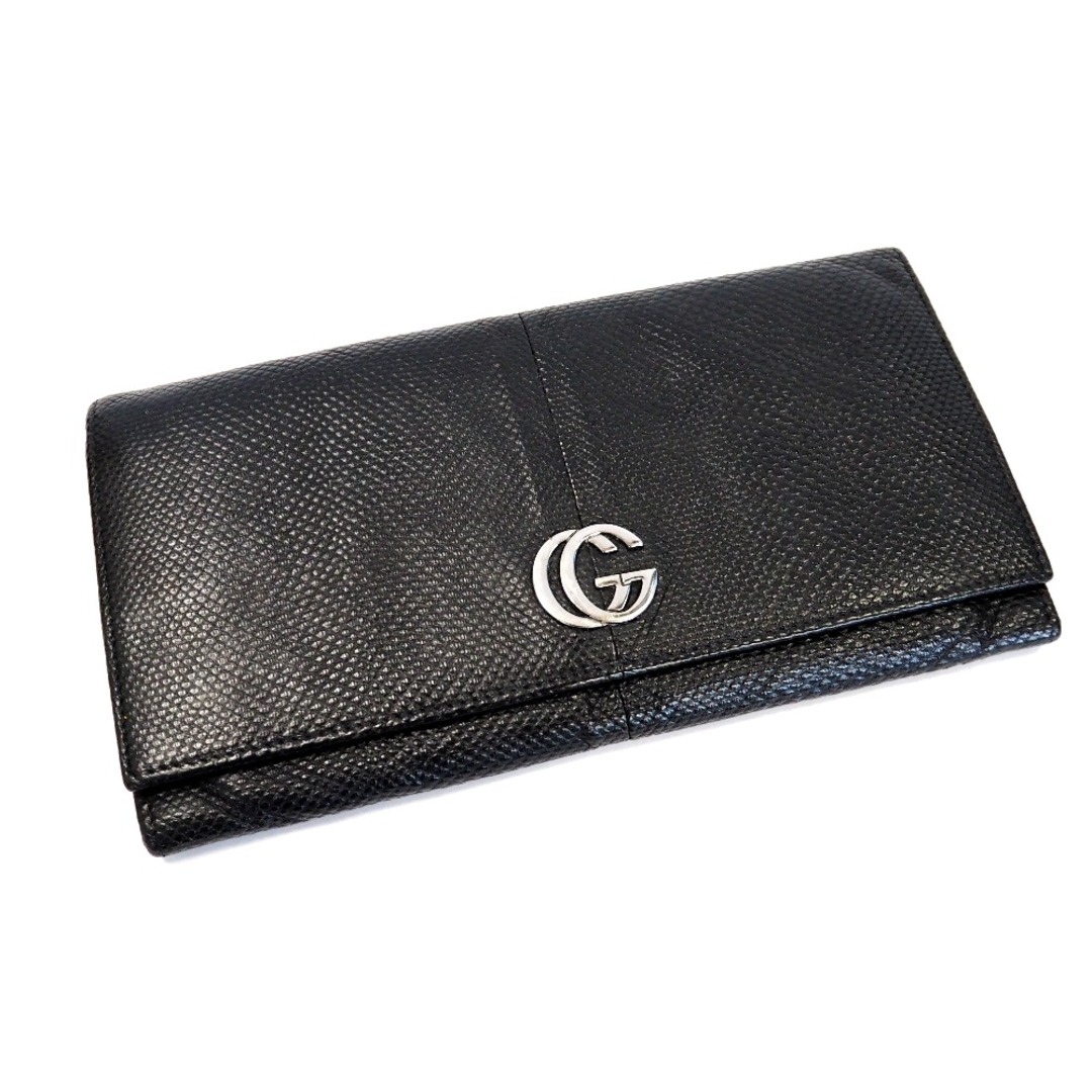 Gucci(グッチ)のTh959822 グッチ 二つ折り長財布 リザード型押し GG 035.4276.2241 本革 ブラック メンズ GUCCI 中古 メンズのファッション小物(長財布)の商品写真