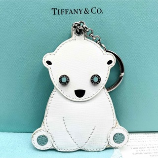 ティファニー(Tiffany & Co.)の良品 ティファニー キーホルダー レザー 白熊 グリーン 箱付き 袋付き(キーホルダー)