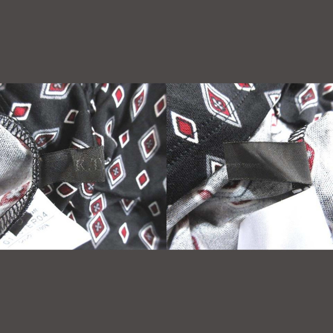 ケーティー キヨコ タカセ ワンピース ひざ丈 五分袖 総柄 絹 9 黒 レディースのワンピース(ひざ丈ワンピース)の商品写真