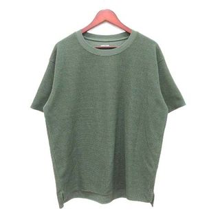 グローバルワーク(GLOBAL WORK)のグローバルワーク Tシャツ カットソー 半袖 ワッフル地 クルーネック XL 緑(Tシャツ/カットソー(半袖/袖なし))