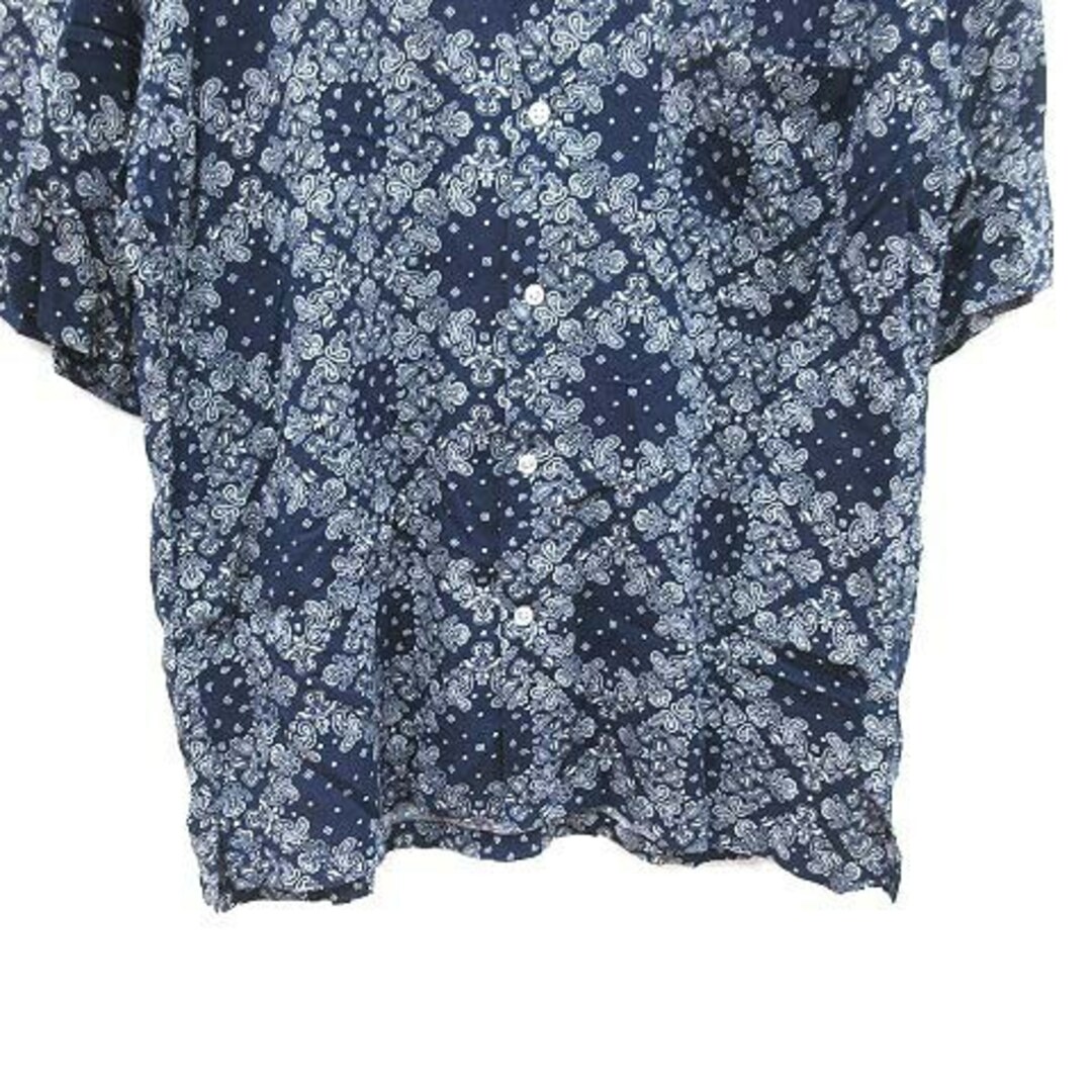 RAGEBLUE(レイジブルー)のレイジブルー カジュアルシャツ 半袖 オープンカラー ペイズリー柄 M 紺  メンズのトップス(シャツ)の商品写真