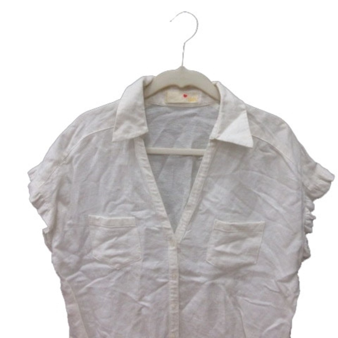rich(リッチ)のリッチ シャツ オープンカラー 麻混 リネン混 フレンチスリーブ 半袖 白 レディースのトップス(シャツ/ブラウス(半袖/袖なし))の商品写真