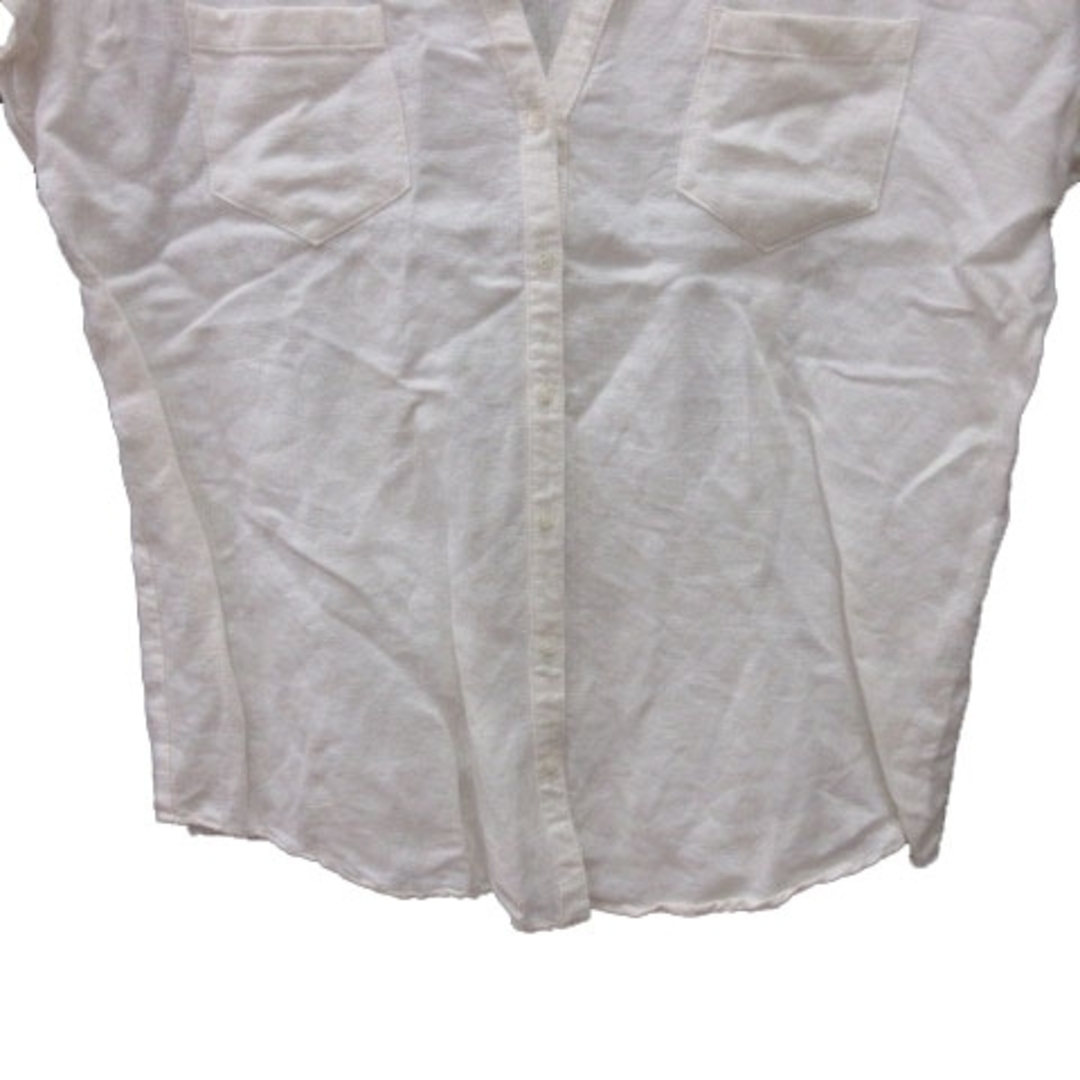 rich(リッチ)のリッチ シャツ オープンカラー 麻混 リネン混 フレンチスリーブ 半袖 白 レディースのトップス(シャツ/ブラウス(半袖/袖なし))の商品写真