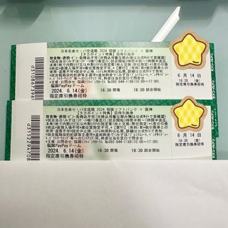 ソフトバンクホークス　チケット2枚　6月14日(金)　阪神タイガース戦(野球)