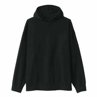 MUJI (無印良品) - 無印良品　MUJI　洗えるミラノリブ編みワイドプルパーカ　紳士　黒　XL