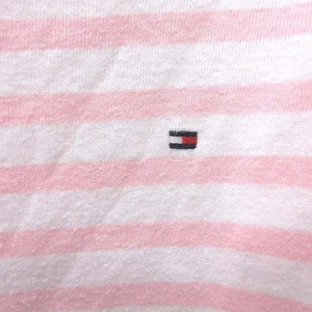 TOMMY HILFIGER(トミーヒルフィガー)のトミーヒルフィガー Tシャツ 五分袖 ボートネック ボーダー S ピンク 白 レディースのトップス(その他)の商品写真