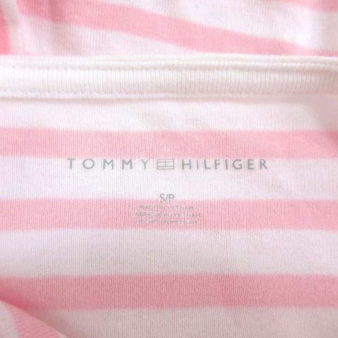 TOMMY HILFIGER(トミーヒルフィガー)のトミーヒルフィガー Tシャツ 五分袖 ボートネック ボーダー S ピンク 白 レディースのトップス(その他)の商品写真