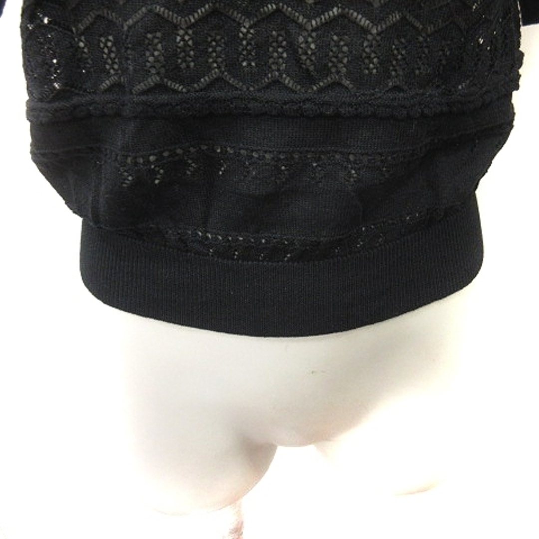 Feroux(フェルゥ)のフェルゥ カットソー 透かし編み 半袖 2 黒 ブラック /YI レディースのトップス(カットソー(半袖/袖なし))の商品写真