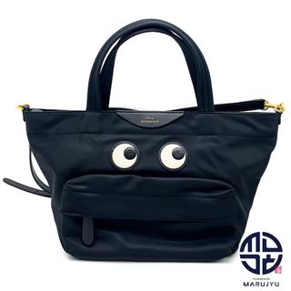 アニヤハインドマーチ(ANYA HINDMARCH)のANYA HINDMARCH アニヤハインドマーチ アイズ ナイロン トート ミニ Eyes 目 スマイル トートバッグ 2wayバッグ ショルダーバッグ バック 鞄 カバン 黒 ブラック(トートバッグ)