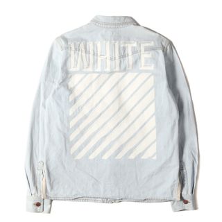 OFF-WHITE - OFF-WHITE オフホワイト シャツ サイズ:S ヴィンテージ加工 アイコンマーク デニムシャツ インディゴ イタリア製 トップス カジュアルシャツ 長袖【メンズ】【中古】