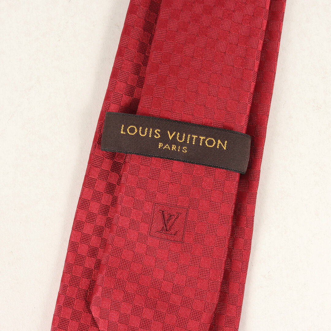 LOUIS VUITTON(ルイヴィトン)の美品 LOUIS VUITTON ルイヴィトン ダミエ シルク ネクタイ (M67971) / クラヴァット ビジネス フォーマル レッド イタリア製【メンズ】【中古】 メンズのファッション小物(ネクタイ)の商品写真