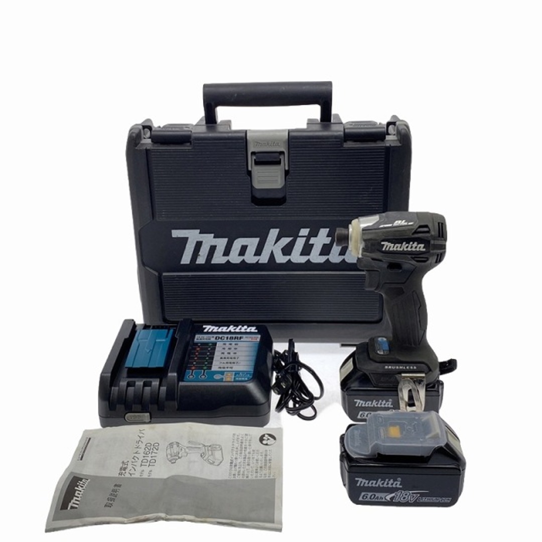 Makita(マキタ)の☆中古品☆makita マキタ 18V 充電式インパクトドライバ TD172DRGXB 黒 ブラック バッテリー2個(18V 6.0Ah) 充電器 ケース付き 87983 自動車/バイクのバイク(工具)の商品写真