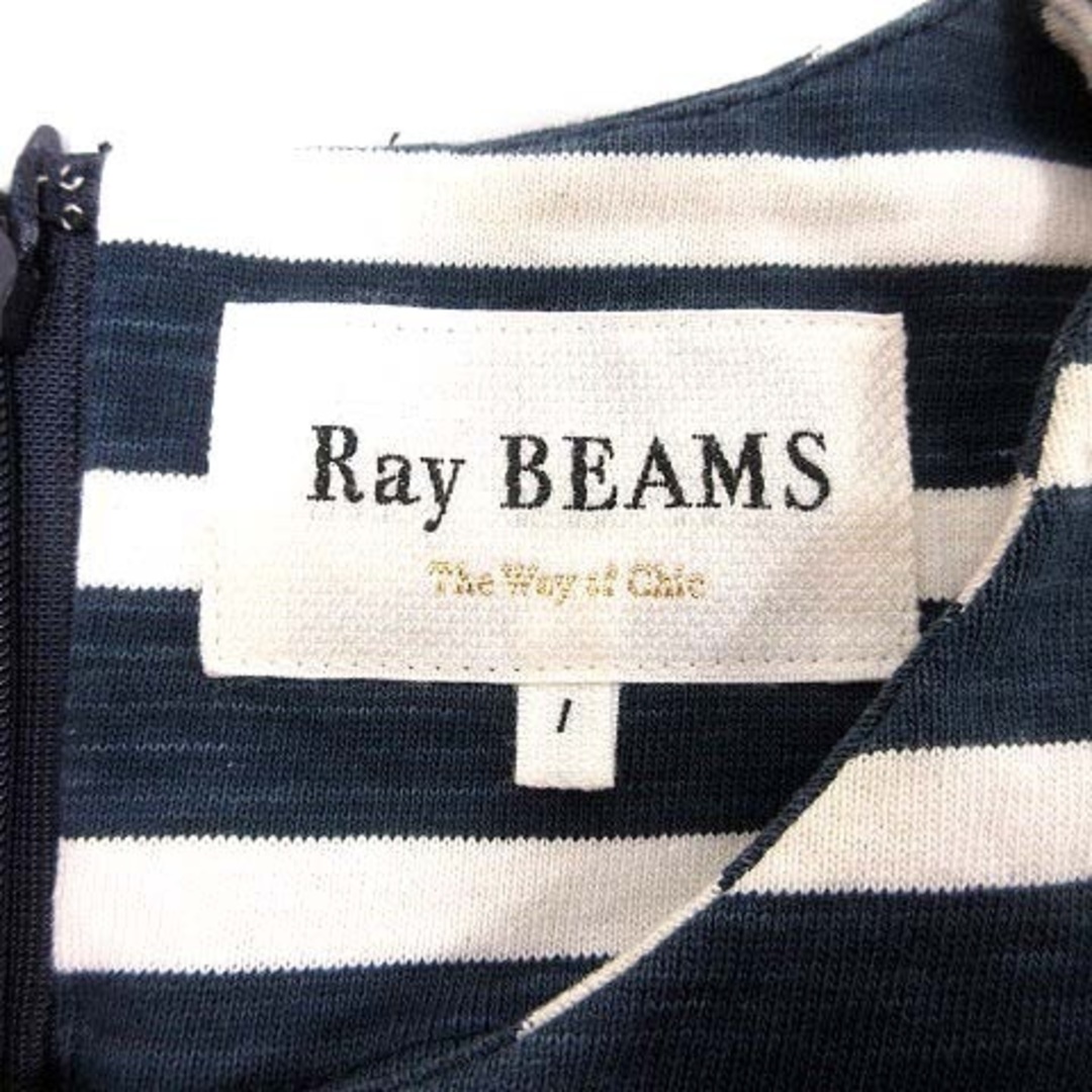 Ray BEAMS(レイビームス)のRay Beams ワンピース ひざ丈 カットソー フリル ボーダー 五分袖 1 レディースのワンピース(ひざ丈ワンピース)の商品写真