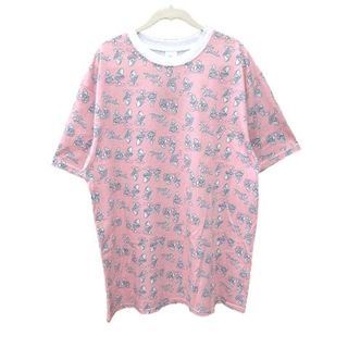 ディズニー(Disney)のディズニー Tシャツ 半袖 クルーネック ヤングオイスターズ XL ピンク(Tシャツ(半袖/袖なし))