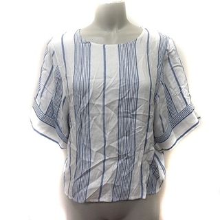 マカフィー(MACPHEE)のマカフィー シャツ ブラウス プルオーバー ストライプ 半袖 36 白  紺 (シャツ/ブラウス(半袖/袖なし))