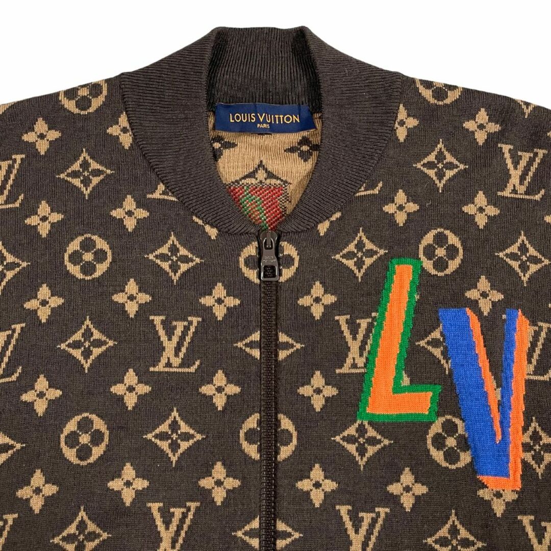 LOUIS VUITTON(ルイヴィトン)のLOUIS VUITTON ルイ・ヴィトン 21AW 品番 HLN11W NBAモノグラム グラフィック ジップアップ ニット ブルゾン ブラウン XL 正規品 / 33899 メンズのジャケット/アウター(ブルゾン)の商品写真