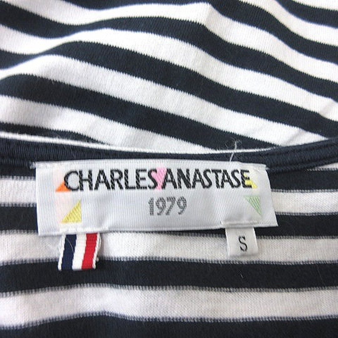 Charles Anastase(シャルルアナスタス)のシャルルアナスタス ワンピース ひざ丈 半袖 ボーダー S ネイビー ホワイト レディースのワンピース(ひざ丈ワンピース)の商品写真