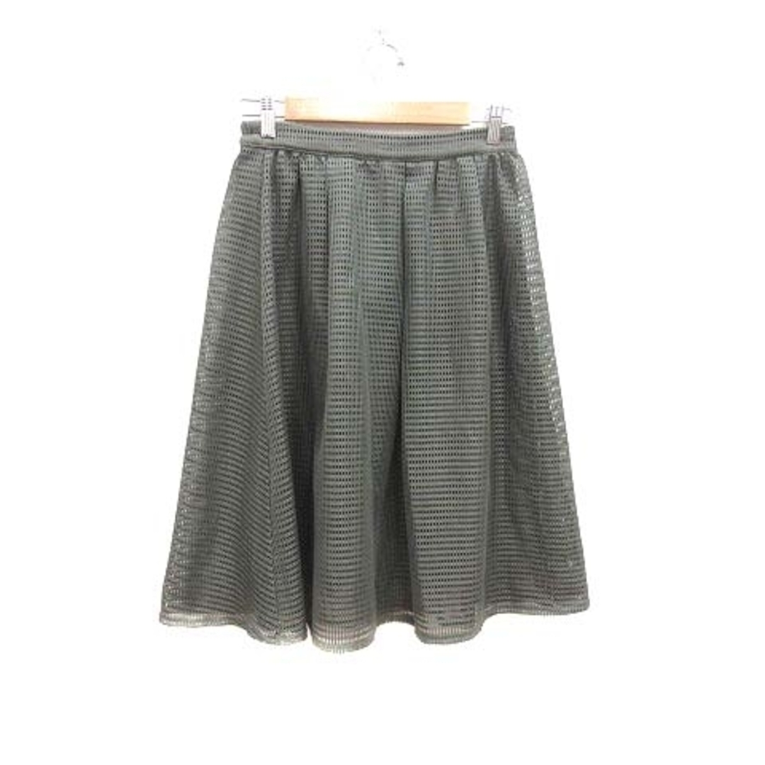 DRESKIP(ドレスキップ)のDRESKIP フレアスカート ミモレ ロング 透かし編み M 緑 グリーン レディースのスカート(ロングスカート)の商品写真