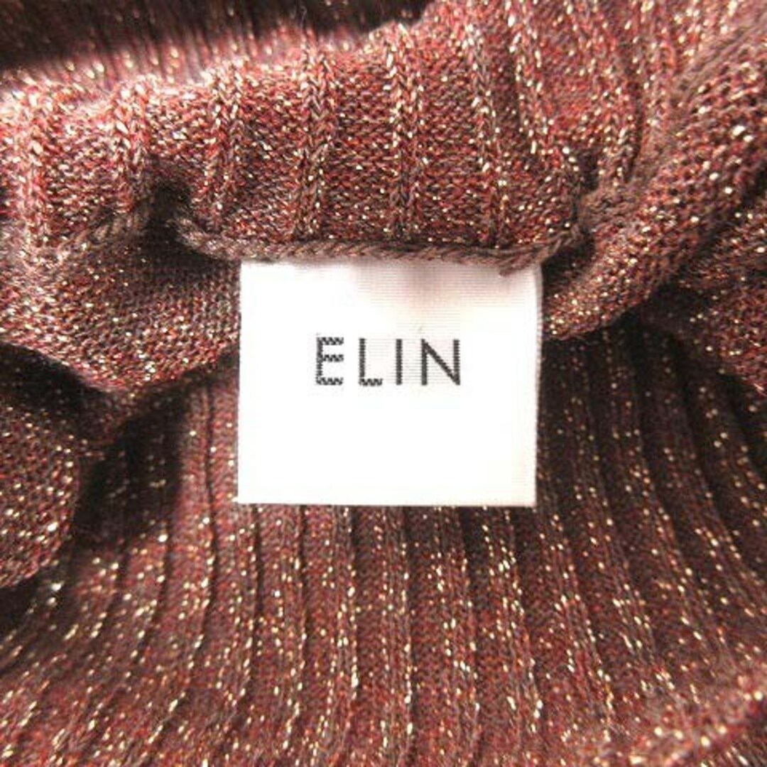 ELIN ニット カットソー タートルネック ラメ ノースリーブ 00 茶 レディースのトップス(ニット/セーター)の商品写真