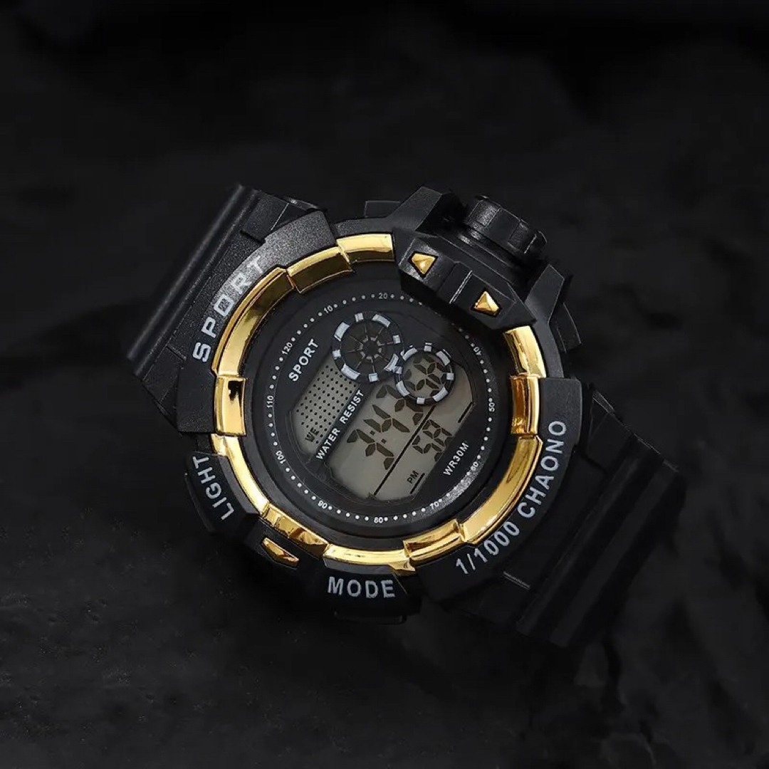 新品 SPROT WATCH デジタルウォッチ メンズ腕時計 ブラック＆ゴールド メンズの時計(腕時計(デジタル))の商品写真