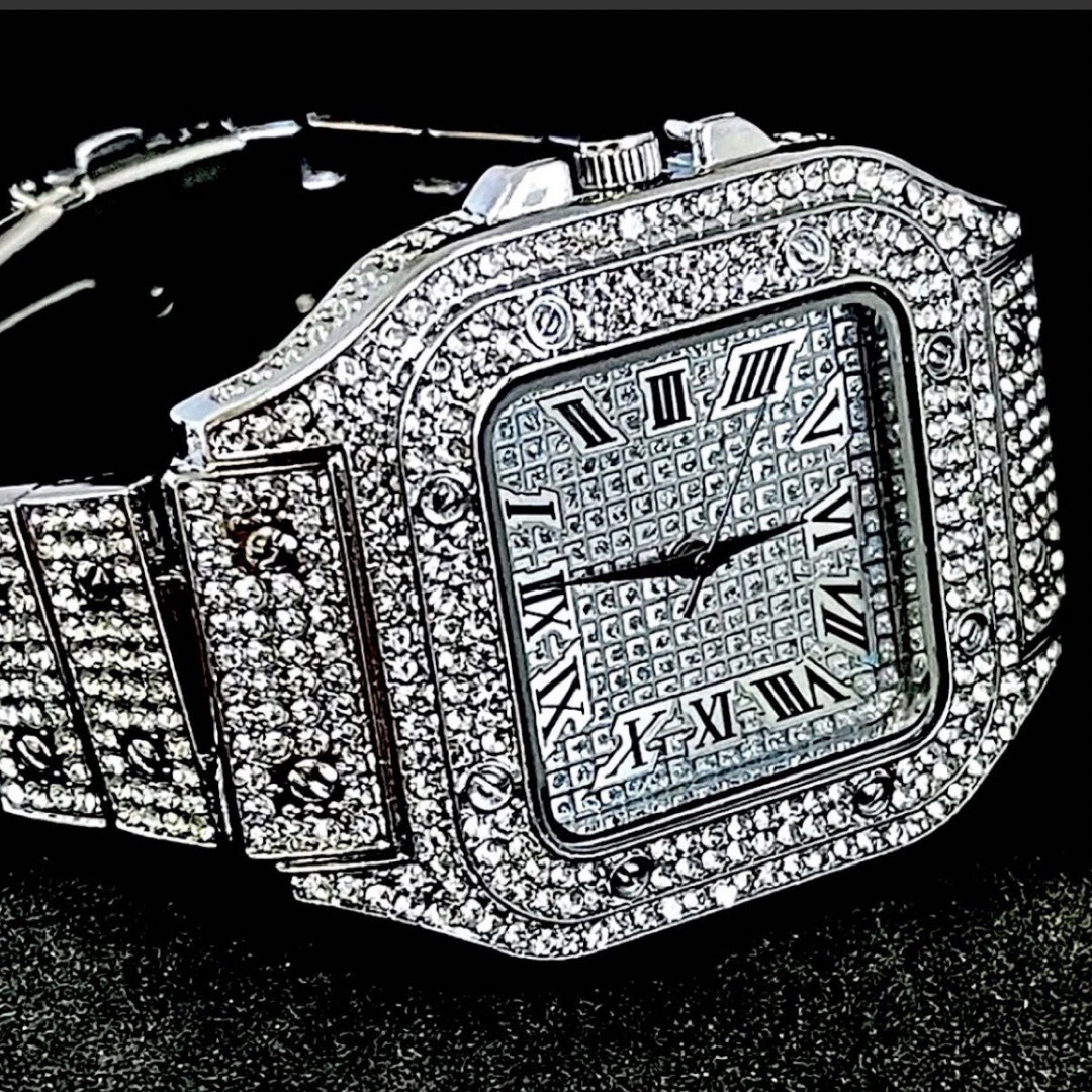 新品 ゴージャスストーンウォッチ メンズ腕時計 ブリンブリン シルバー SQ15 メンズの時計(腕時計(アナログ))の商品写真