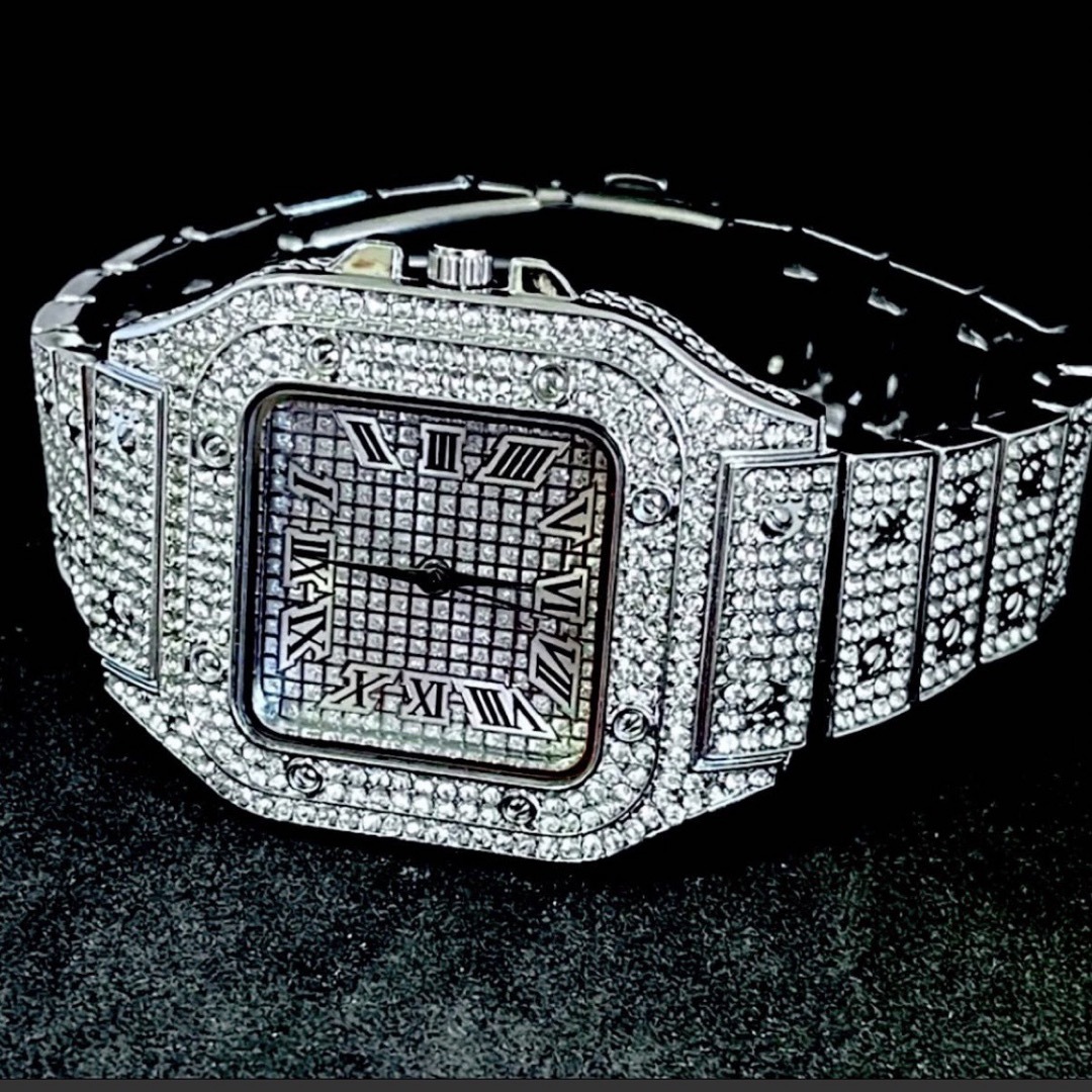 新品 ゴージャスストーンウォッチ メンズ腕時計 ブリンブリン シルバー SQ15 メンズの時計(腕時計(アナログ))の商品写真