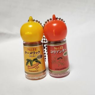 エルビーショクヒン(エスビー食品)のガチャ　S&Bスパイス&ハーブ　ミニチュアキーチェーン,コリアンダーターメリック(その他)