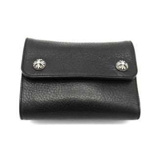 Chrome Hearts - クロムハーツ CHROME HEARTS ■ 【 MINI WAVE 】 ミニ ウェーブ クロス ボタン レザー ウォレット 財布 ブラック×シルバー 32674