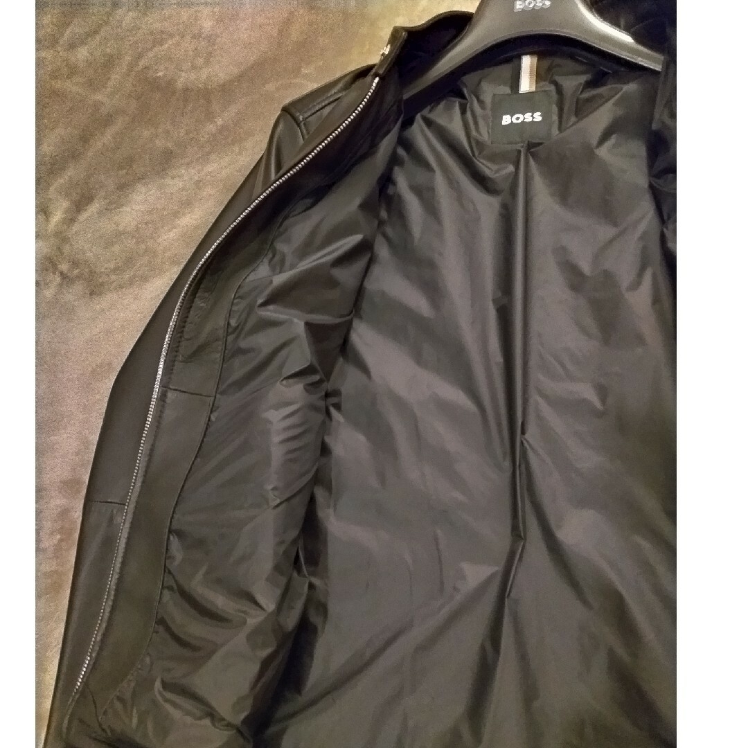 HUGO BOSS(ヒューゴボス)のHUGOBOSS ラムレザー ライダースジャケット ブラック メンズのジャケット/アウター(レザージャケット)の商品写真