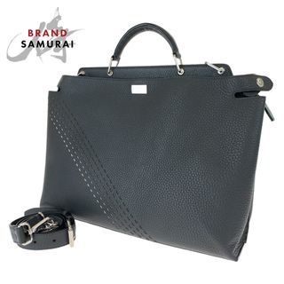 FENDI - 美品 FENDI フェンディ セレリア ズッカ柄 ピーカブエッセンシャル グレー 灰色 シルバー金具 カーフ 7VA476 ショルダーバッグ ハンドバッグ 2way メンズ 405571 【中古】