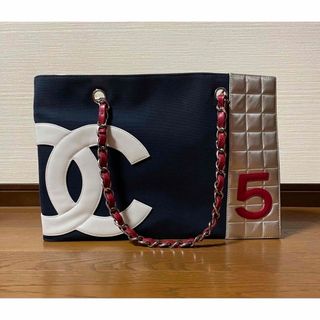 CHANEL - CHANEL シャネル No.5 チェーン トートバッグ キャンバス レディース