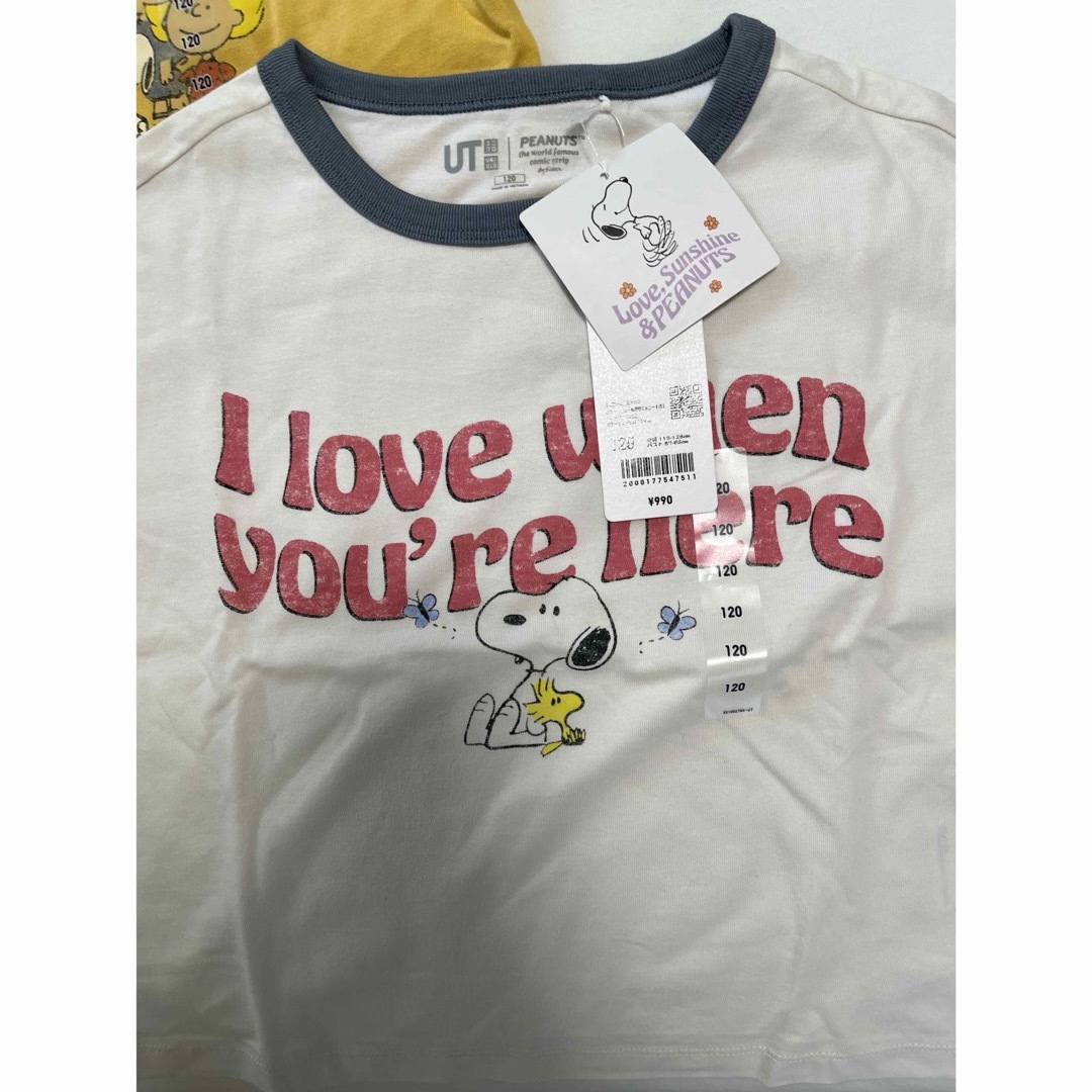 UNIQLO(ユニクロ)の【新品未使用タグ付き】UNIQLO KIDS Tシャツ　スヌーピー　120cm キッズ/ベビー/マタニティのキッズ服女の子用(90cm~)(Tシャツ/カットソー)の商品写真