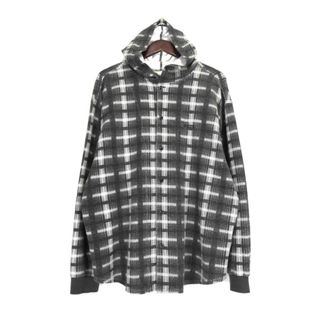 シュプリーム(Supreme)のシュプリーム Supreme ■ 23AW 【 Hooded Plaid Knit Shirt 】 チェック 総柄 フーディー ロングスリーブ シャツ 32680(パーカー)