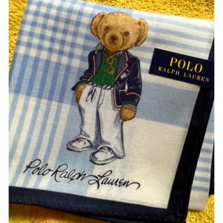 ポロラルフローレン(POLO RALPH LAUREN)のポロラルフローレン  ハンカチ  チェックベア ネイビー額(ハンカチ)