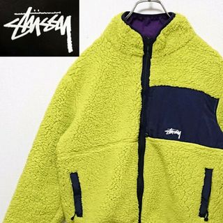 ステューシー(STUSSY)の即売品 希少 ステューシー リバーシブル シャドーマン ロゴ ボア ジャケット(ブルゾン)