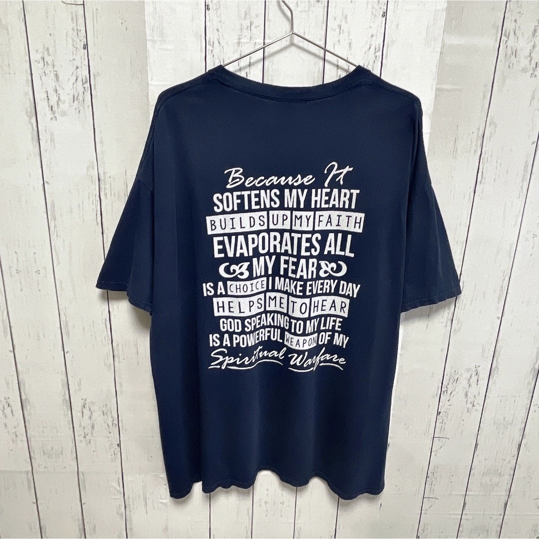 GILDAN(ギルタン)のUSA古着　GILDAN　Tシャツ　XL　ネイビー　プリント　ロゴ　クルーネック メンズのトップス(Tシャツ/カットソー(半袖/袖なし))の商品写真