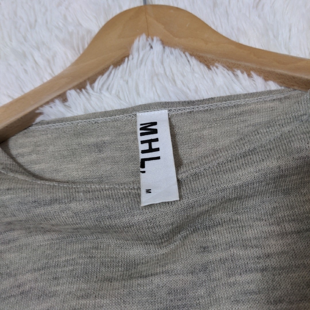 MHL.(エムエイチエル)のMHL. エムエイチエル　ウールニット　薄手ニット　グレー　M メンズのトップス(ニット/セーター)の商品写真