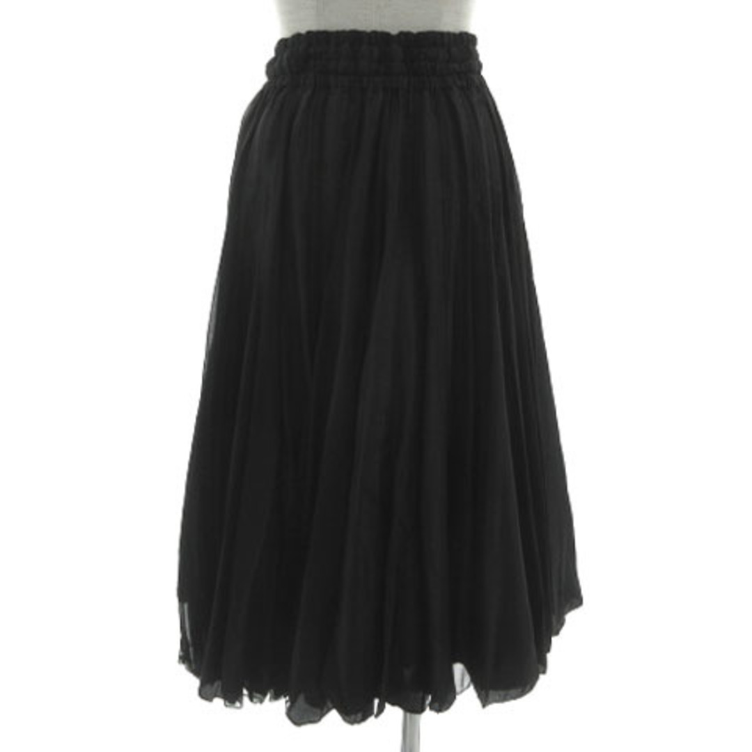 Lois CRAYON(ロイスクレヨン)のロイスクレヨン スカート ミモレ丈 リボン レース切替え シルク 黒 M レディースのスカート(ロングスカート)の商品写真