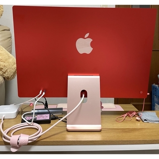 マック(Mac (Apple))の納期要相談　購入後一年未満　美品　iMac  ピンク　レッド　2023/7購入(デスクトップ型PC)