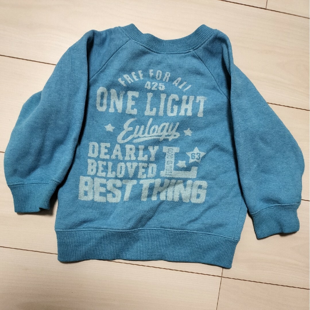 水色トレーナー95cm キッズ/ベビー/マタニティのキッズ服男の子用(90cm~)(Tシャツ/カットソー)の商品写真