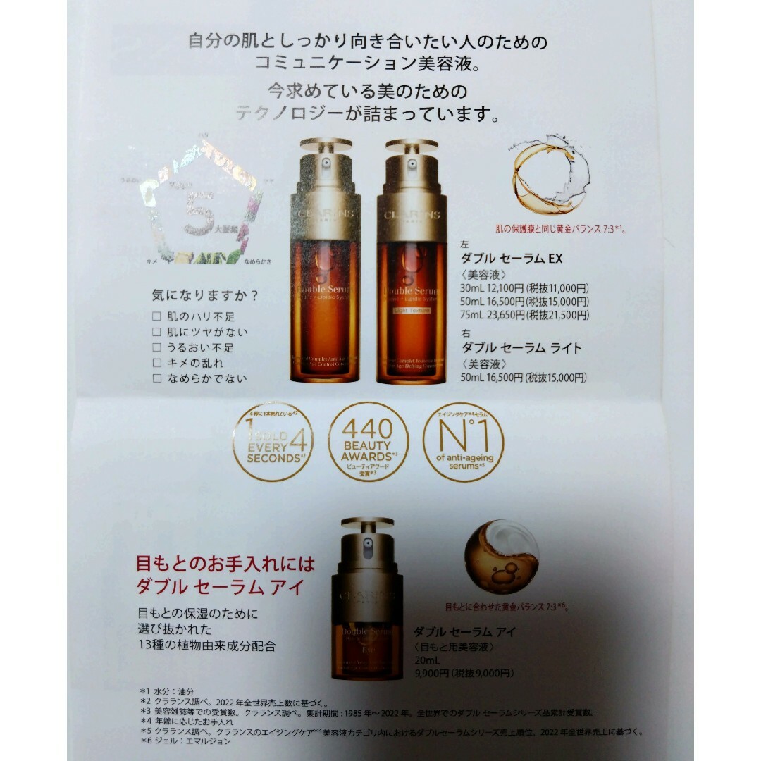 CLARINS(クラランス)の★clarins クラランス ダブルセーラム サンプル新品・未開封・未使用 コスメ/美容のスキンケア/基礎化粧品(美容液)の商品写真