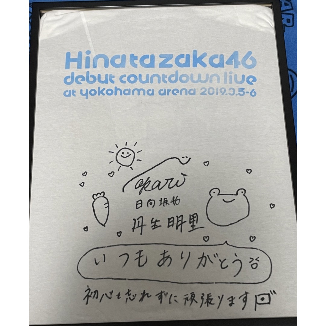 日向坂46 丹生明里　直筆　サイン　Tシャツ　額縁 エンタメ/ホビーのタレントグッズ(アイドルグッズ)の商品写真