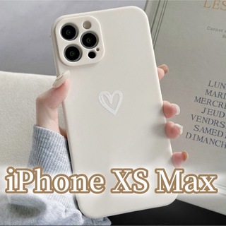 アイフォーン(iPhone)の【iPhoneXSmax】iPhoneケース ホワイト ハート 手書き 白(iPhoneケース)