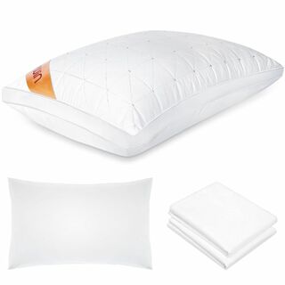 【色: ホワイト】Anywin 枕 カバー２枚付き まくら ホテル仕様 高反発枕(枕)