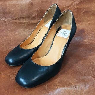 ランバンオンブルー(LANVIN en Bleu)のLANVIN en Bleu 黒 ヒール パンプス23.5(ハイヒール/パンプス)