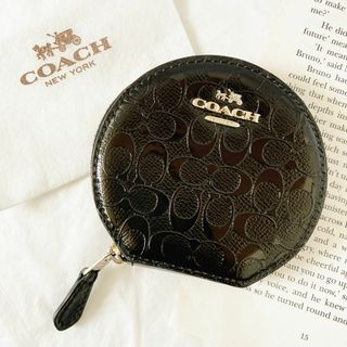 コーチ(COACH)のコーチCOACHシグネチャー　コインケース　ブラック　黒色　保存袋付き　メンズ(コインケース/小銭入れ)