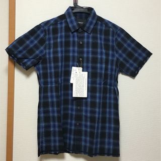 バーバリーブラックレーベル(BURBERRY BLACK LABEL)のナノユニバース　半袖シャツ メンズ チェックシャツ　ブルー　青(シャツ)