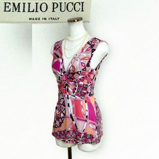 エミリオプッチ(EMILIO PUCCI)の美品☆人気デザイン☆エミリオプッチ ワンピース ノースリーブ 正規店タグ(ミニワンピース)